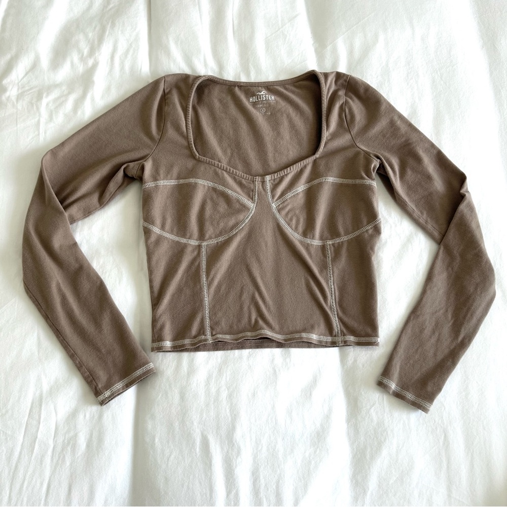 Hollister Brown Long Sleeve Baby Tee